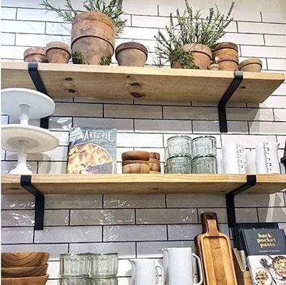 Heavy Duty 5 6 7 8 9 Inch Hitam Powder Coating Metal Bracket L Floating Wall Shelf Brackets