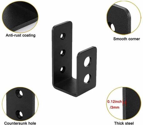 OEM Custom Black Powder Coated Stamping Metal U Bentuk Pintu Barrikade Brackets