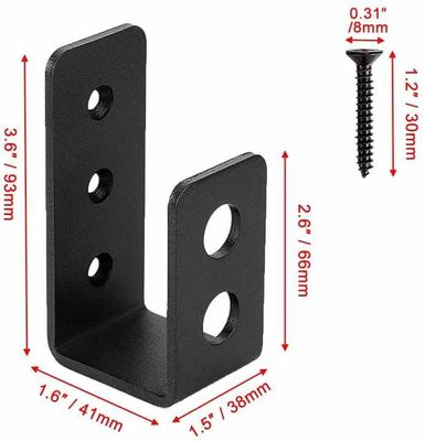 OEM Custom Black Powder Coated Stamping Metal U Bentuk Pintu Barrikade Brackets
