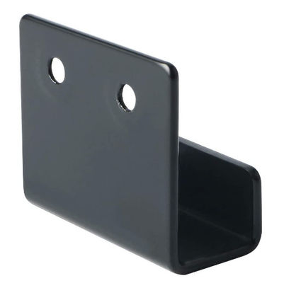 Black Powder Coated Stamping Steel Metal U Bentuk Pintu Barrikade Brackets Custom