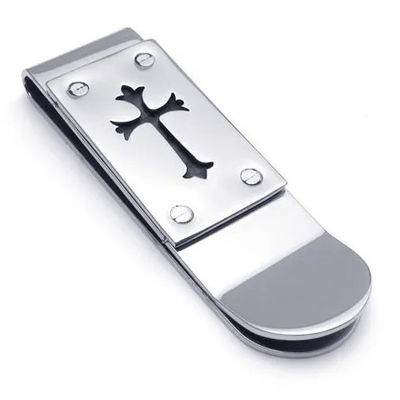 Klip Pena Uang Standar Custom Punching Label Holder Stainless Steel Slim Card Id Pria Wanita Dompet Bagian Metal Stamping