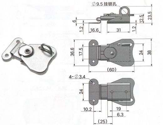 Perlengkapan pemantauan yang dapat diterima khusus Hardware 304 stainless steel Kunci Kupu-kupu Toggle Lock Fasteners